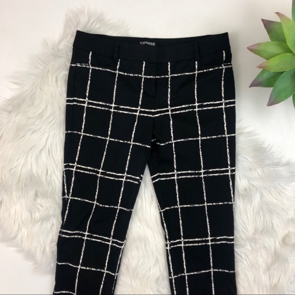 Express Windowpane Black And White Columnist Pants - image 6